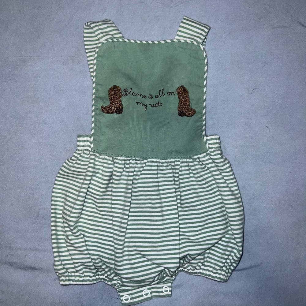 Green Striped Kids Matching Set
